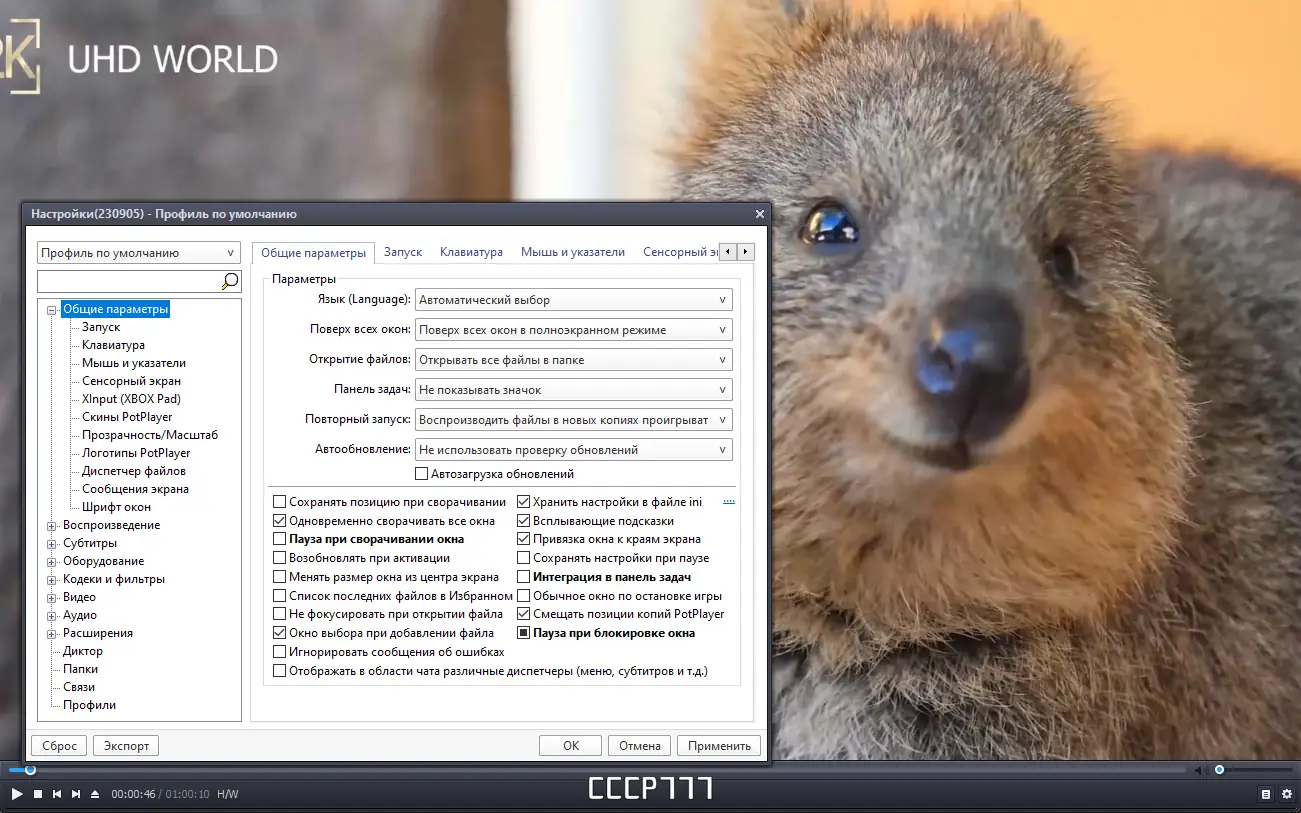 Настройки программы