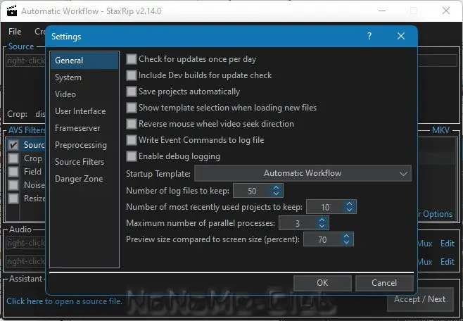 Настройки программы