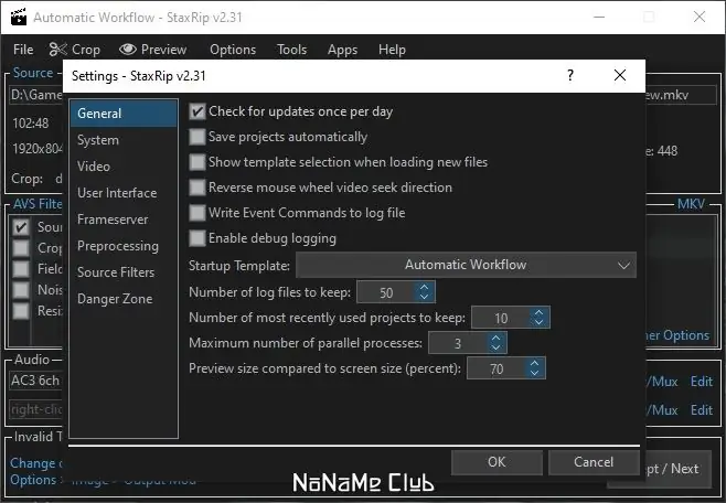 Настройки программы
