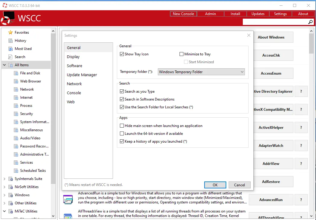 Настройки программы