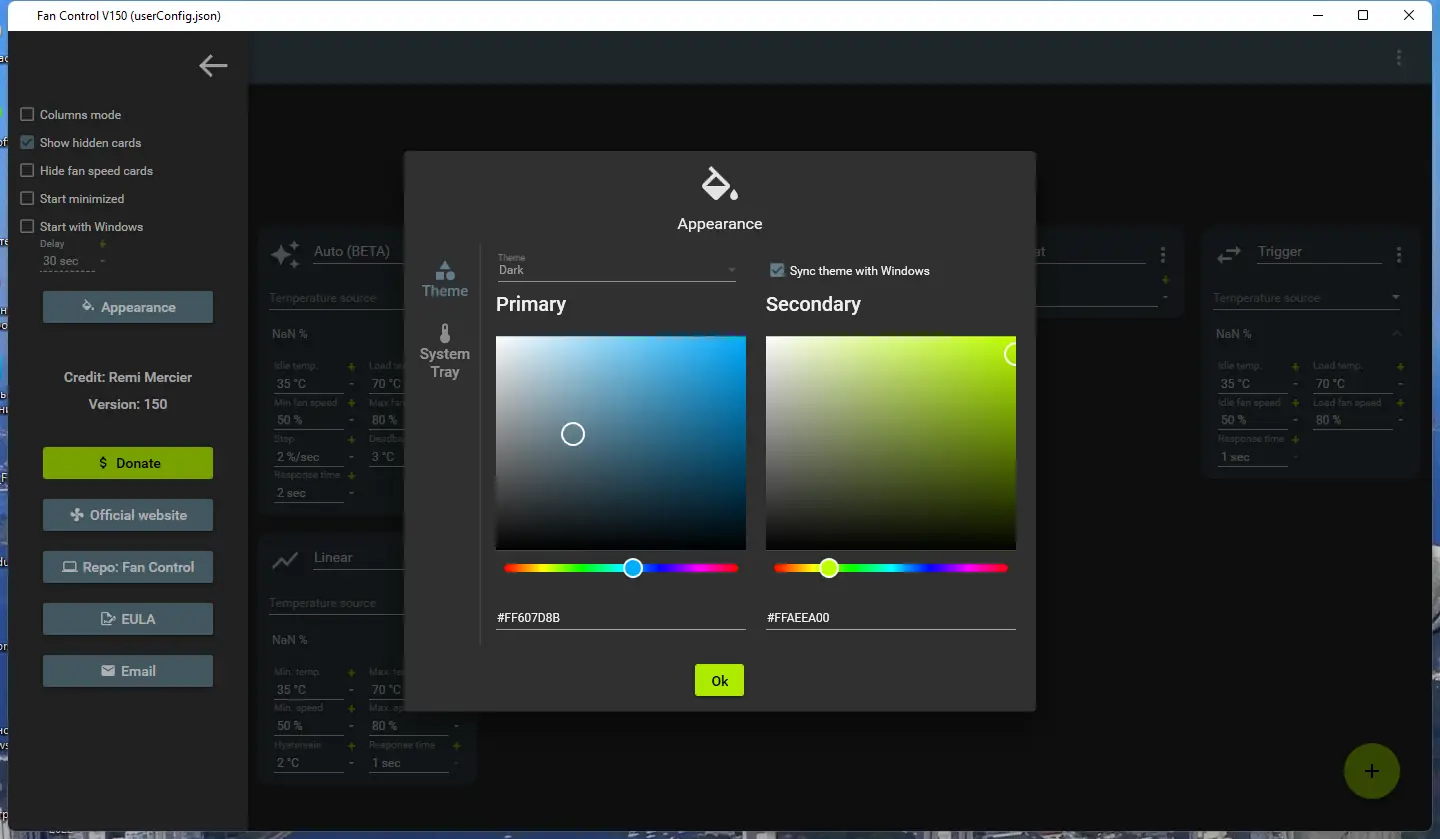 Настройки программы