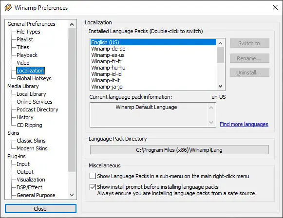 Настройки программы