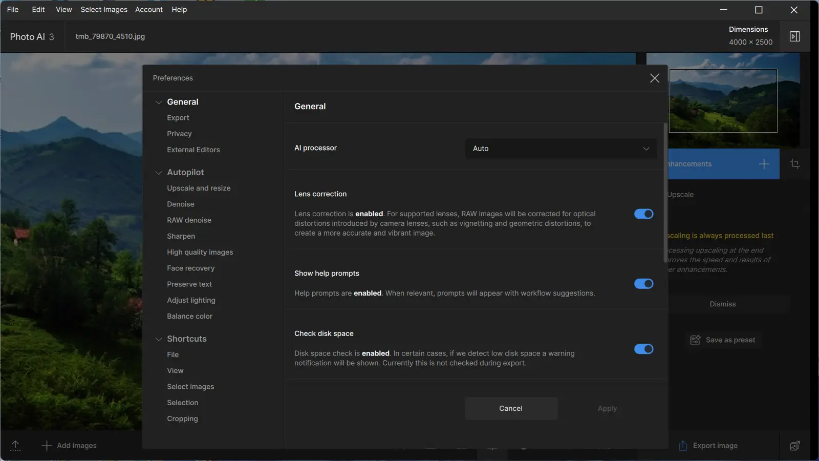 Настройки программы