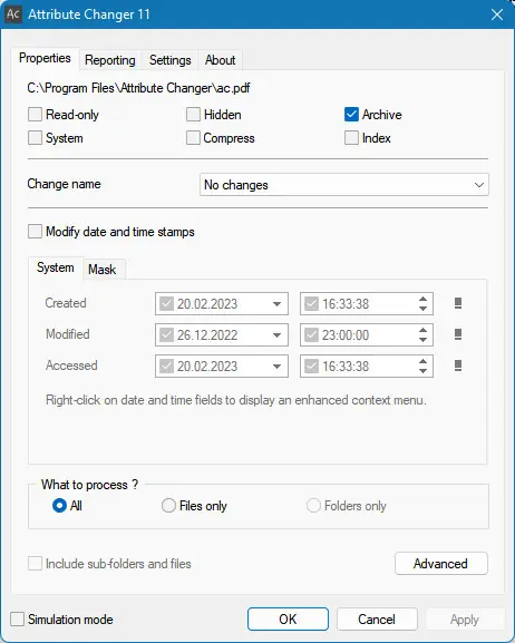 Настройки программы