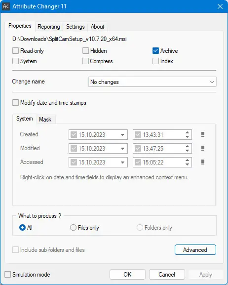Настройки программы