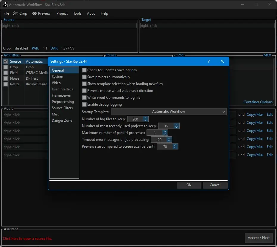 Настройки программы
