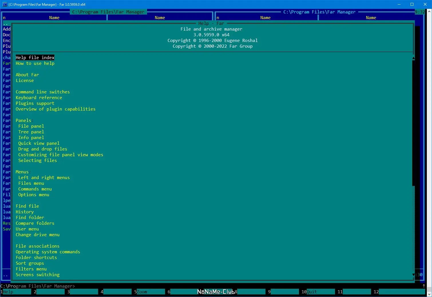 Пользовательсткй интерфейс Far Manager 3.0.5959 Final + Portable [Multi Ru]