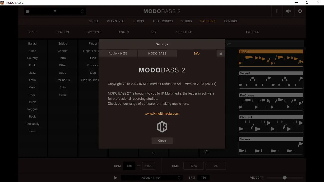 Пользовательсткй интерфейс IK Multimedia - MODO BASS 2 2.0.3 STANDALONE, VSTi, VSTi 3, AAX (x64) [En]