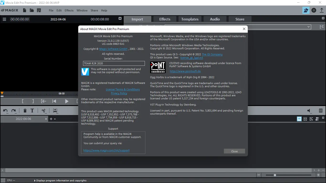 Пользовательсткй интерфейс MAGIX Movie Edit Pro 2022 Premium 21.0.2.138 (x64) [Multi]