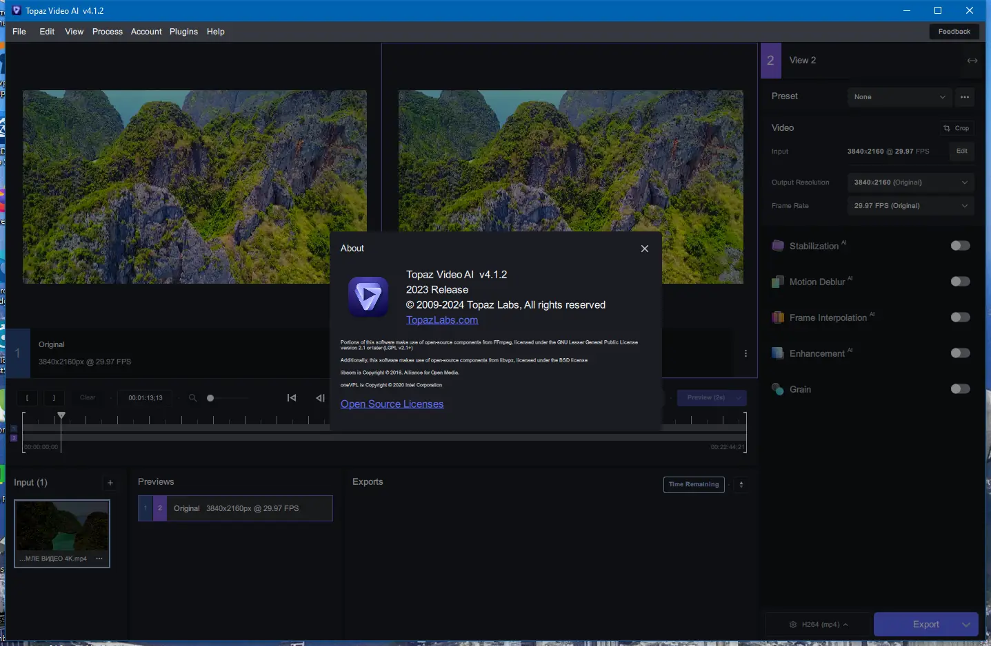Пользовательсткй интерфейс Topaz Video AI 4.1.2 (x64) Portable by 7997 [En]