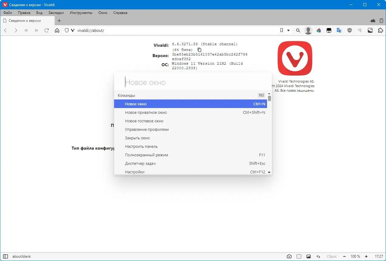 Пользовательсткй интерфейс Vivaldi 6.6.3271.57 include standalone [Multi Ru]