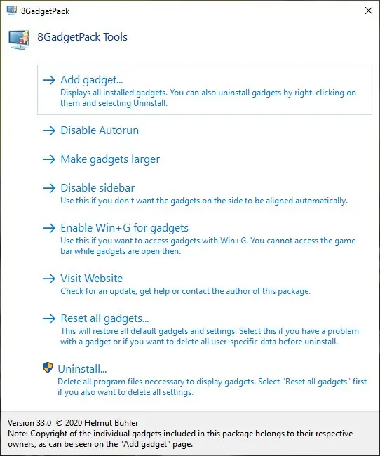Программный интерфейс 8GadgetPack 37.0 (2023) PC