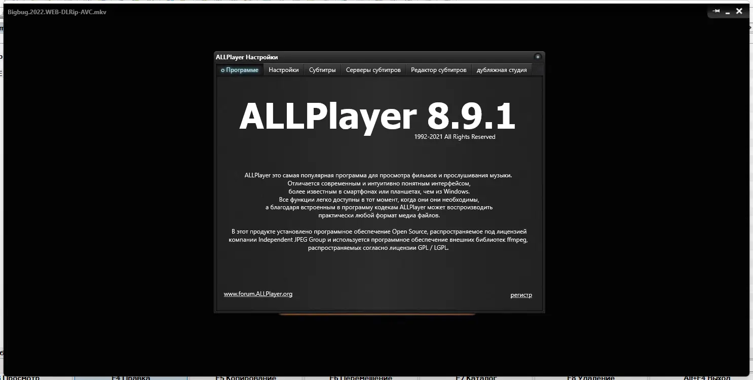 Программный интерфейс AllPlayer 8.9.2.2 (2022) PC