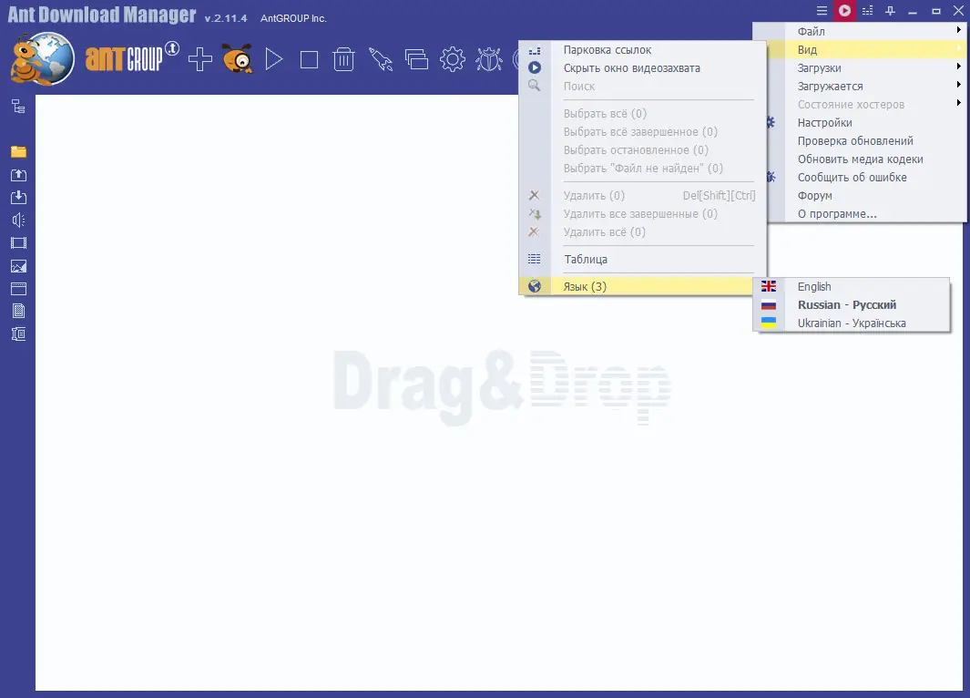 Программный интерфейс Ant Download Manager Pro 2.11.4 Build 87517 RePack (& Portable) by elchupacabra [Multi Ru]