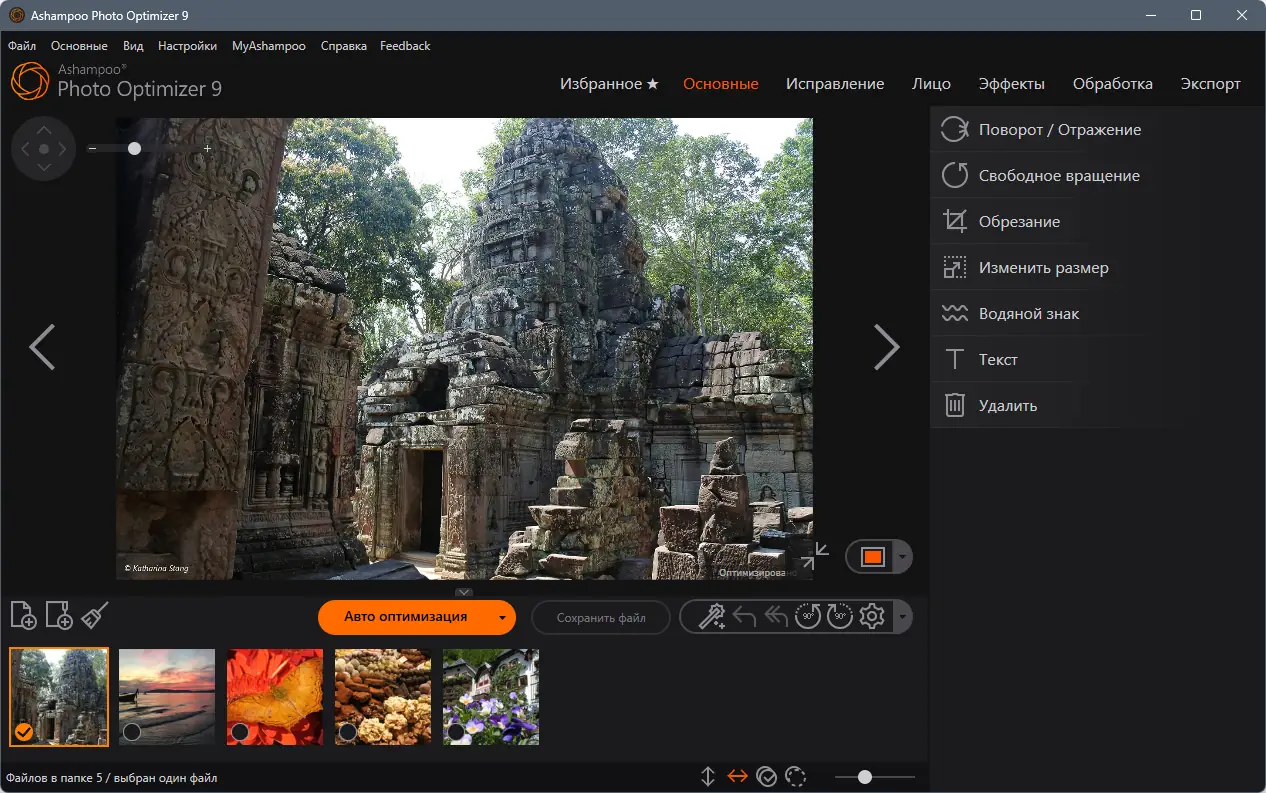 Программный интерфейс Ashampoo Photo Optimizer 9.4.7.36 RePack (& Portable) by elchupacabra [Multi Ru]