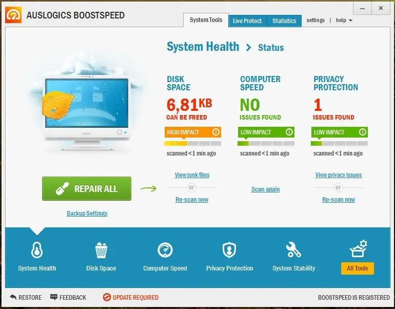 Программный интерфейс AusLogics BoostSpeed 6.5.2.0 DC 26.03.2014 [En]