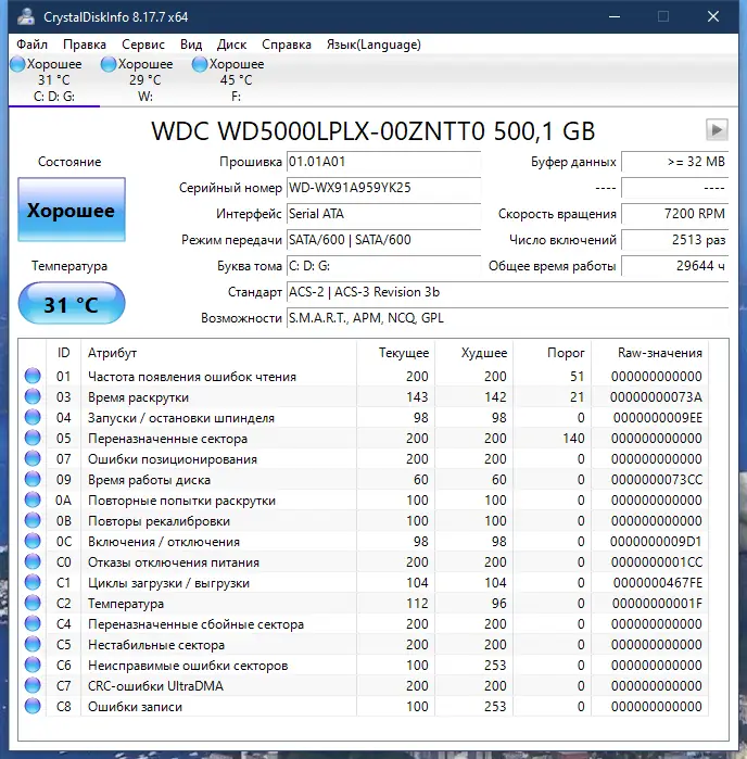 Программный интерфейс CrystalDiskInfo 8.17.7 RePack (& Portable) by elchupacabra [Multi Ru]