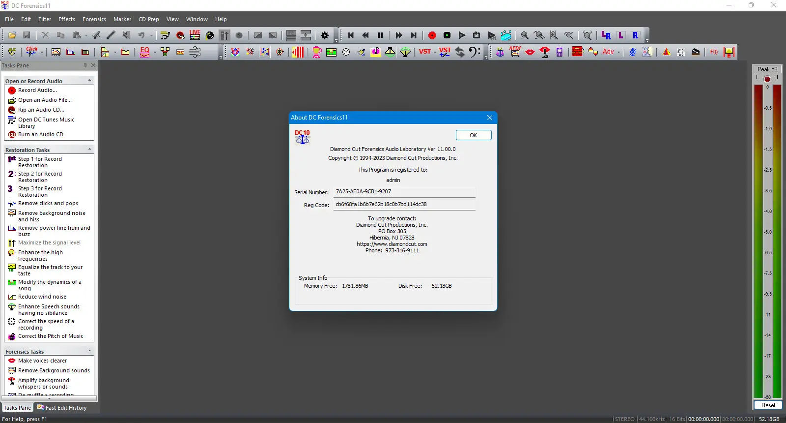 Программный интерфейс Diamond Cut Forensics Audio Laboratory 11.0 [En]