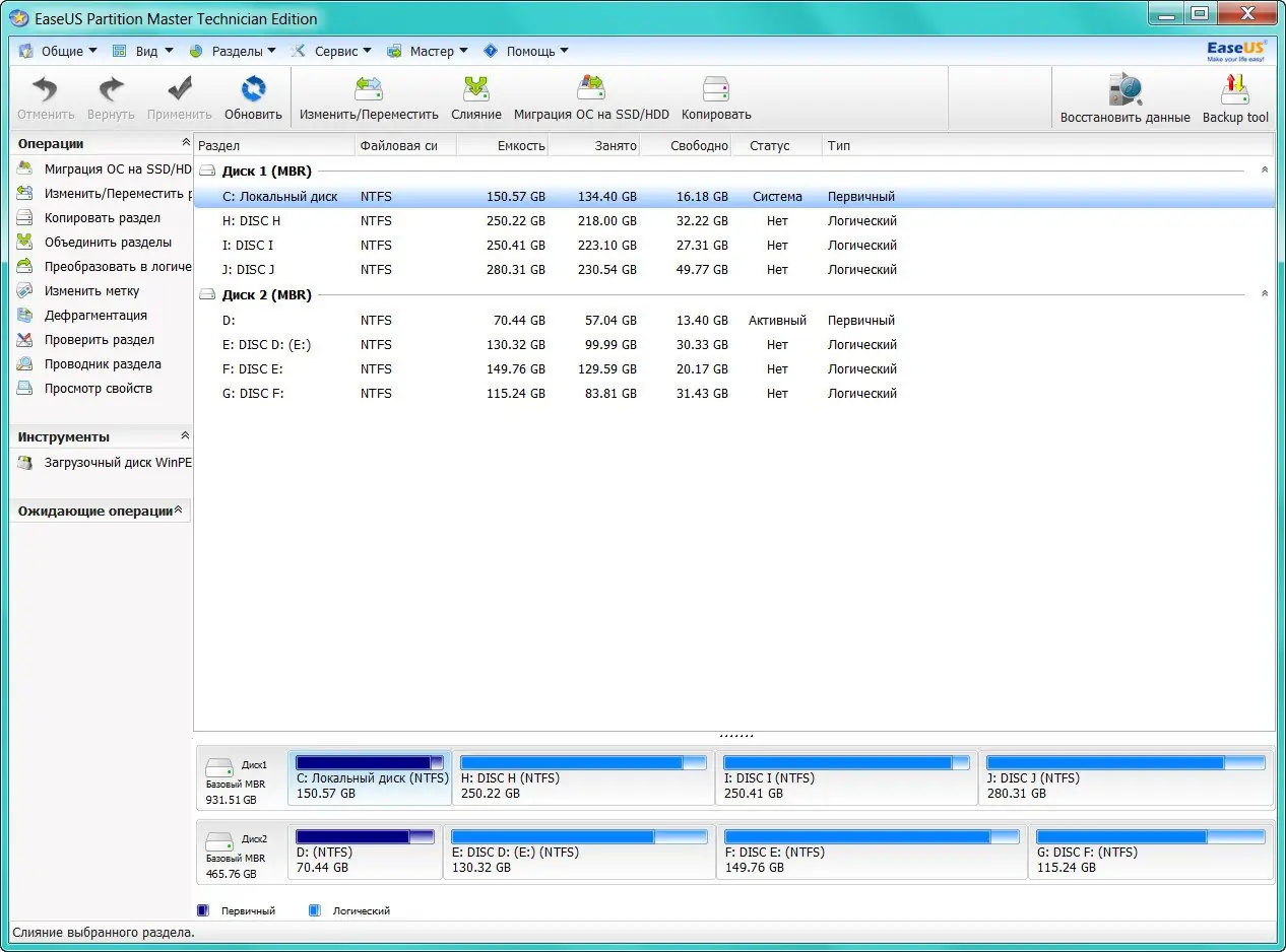 Программный интерфейс EASEUS Partition Master 10.0 Technican Edition Portable by PortableXapps (2014) MULTi Русский