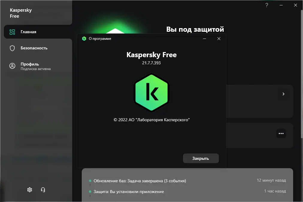 Программный интерфейс Kaspersky Free 21.7.7.393 Repack by LcHNextGen (19.07.2022) [Ru]