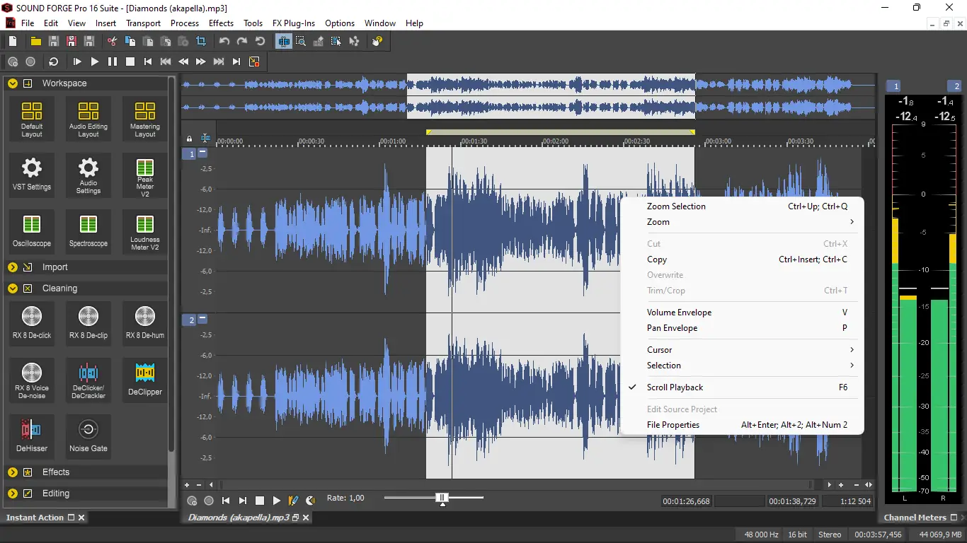Программный интерфейс MAGIX Sound Forge Pro Suite 16.0.0.72 (x64) [En]