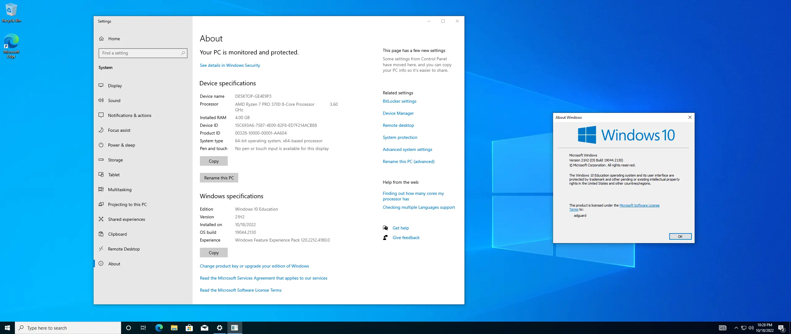 Программный интерфейс Microsoft Windows 10.0.19044.2130, Version 21H2 (Updated October 2022) - Оригинальные образы от Microsoft MSDN [En]
