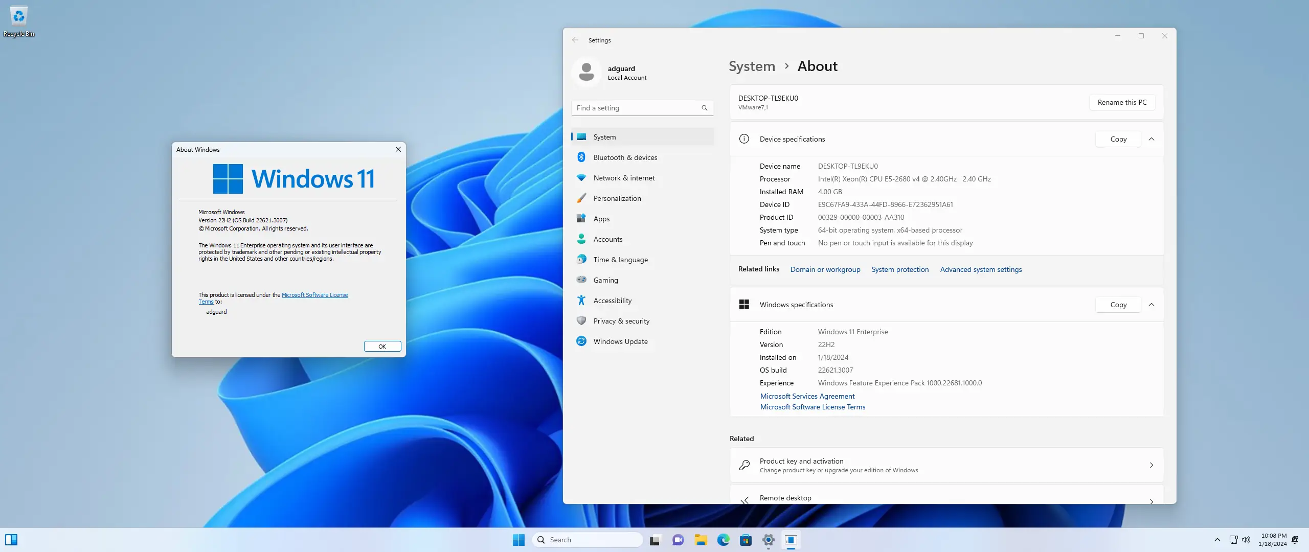 Программный интерфейс Microsoft Windows 11 [10.0.22621.3007], Version 22H2 (Updated January 2024) - Оригинальные образы от Microsoft MSDN [En]