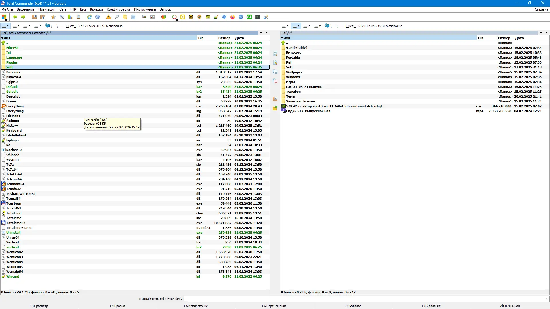 Программный интерфейс Total Commander 11.51 Extended 25.2 Full Lite RePack (& Portable) by BurSoft [Ru En]