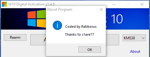 Программный интерфейс Windows 10 Digital Activation 1.4.5 by Ratiborus [Ru En]
