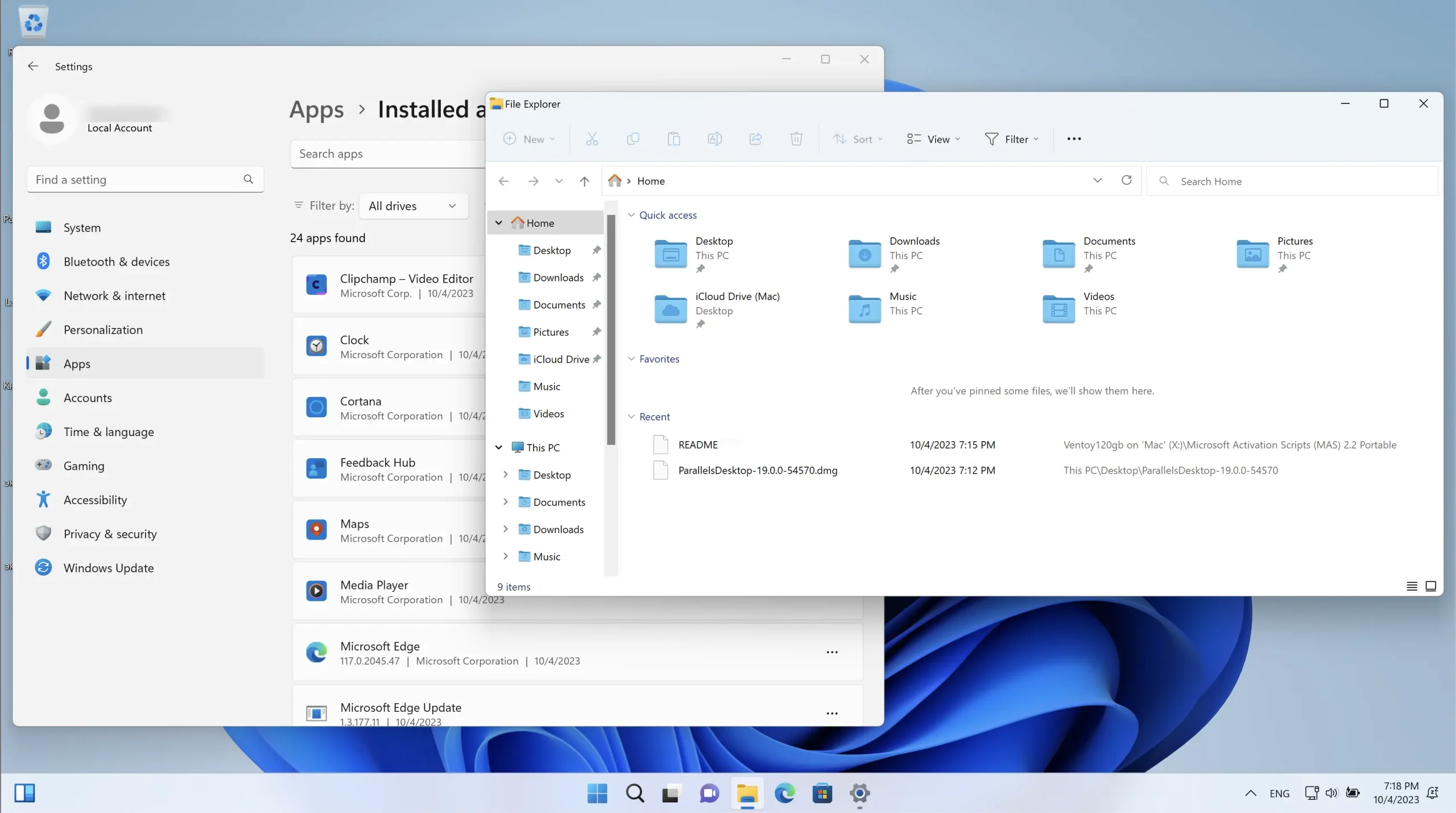 Работа с приложением