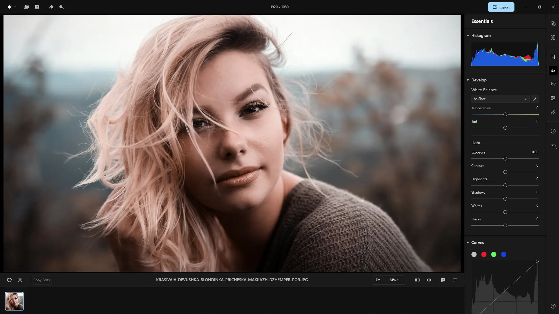 Работа с приложением