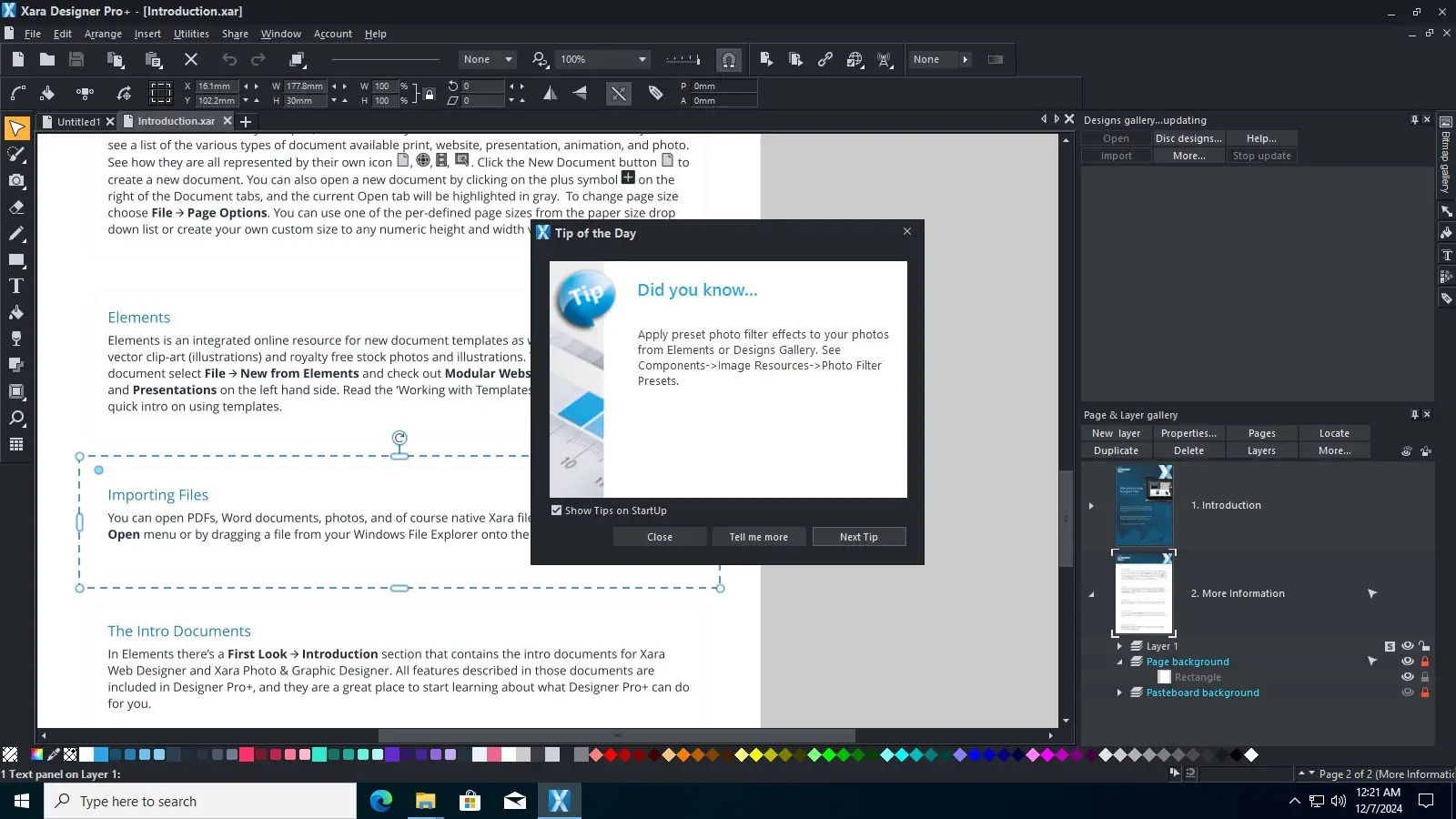 Работа с приложением