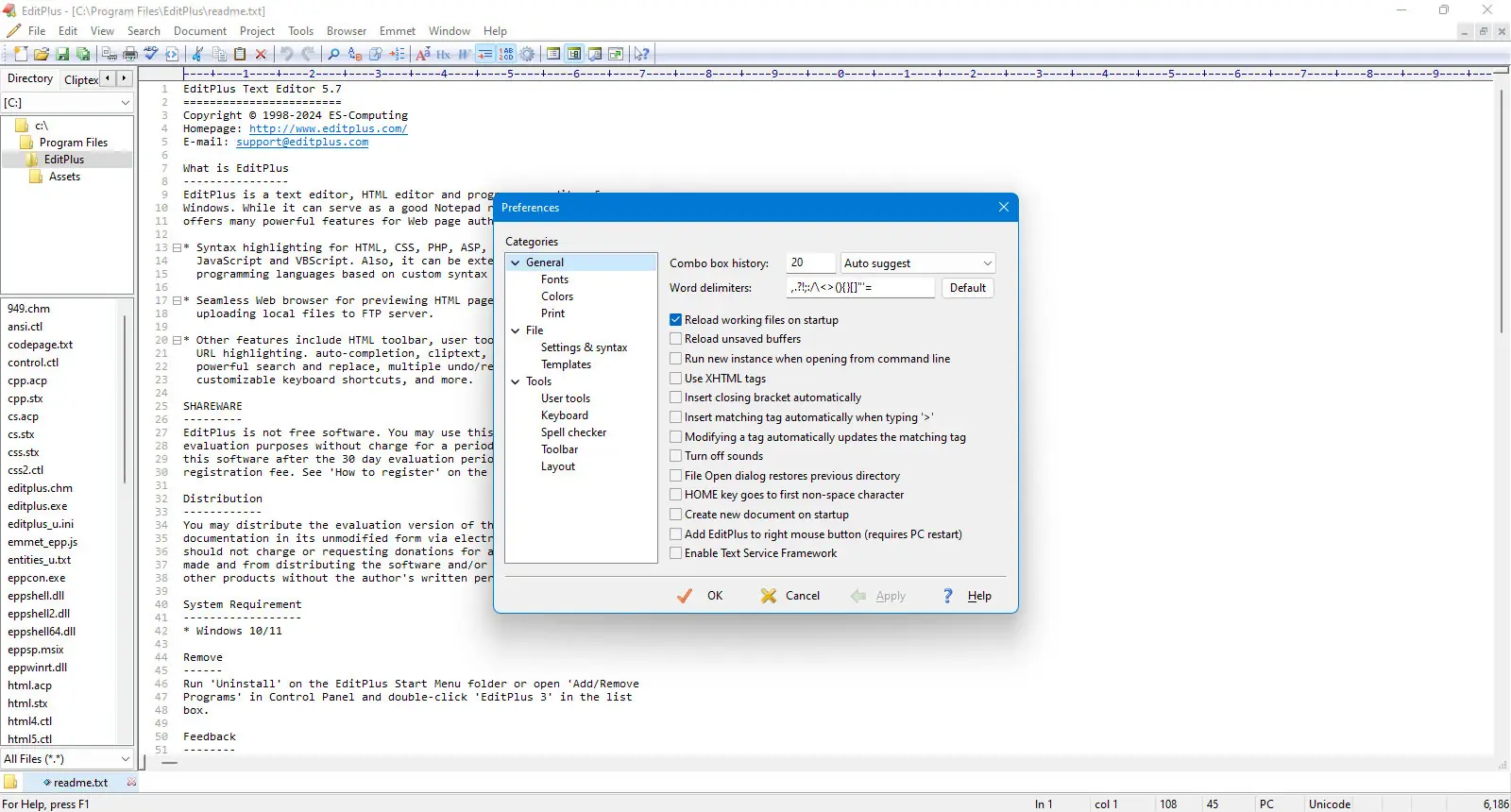 Установка EditPlus 5.7.0 build 4352 + EditPlus 5.7.0 patch 4587 [En]