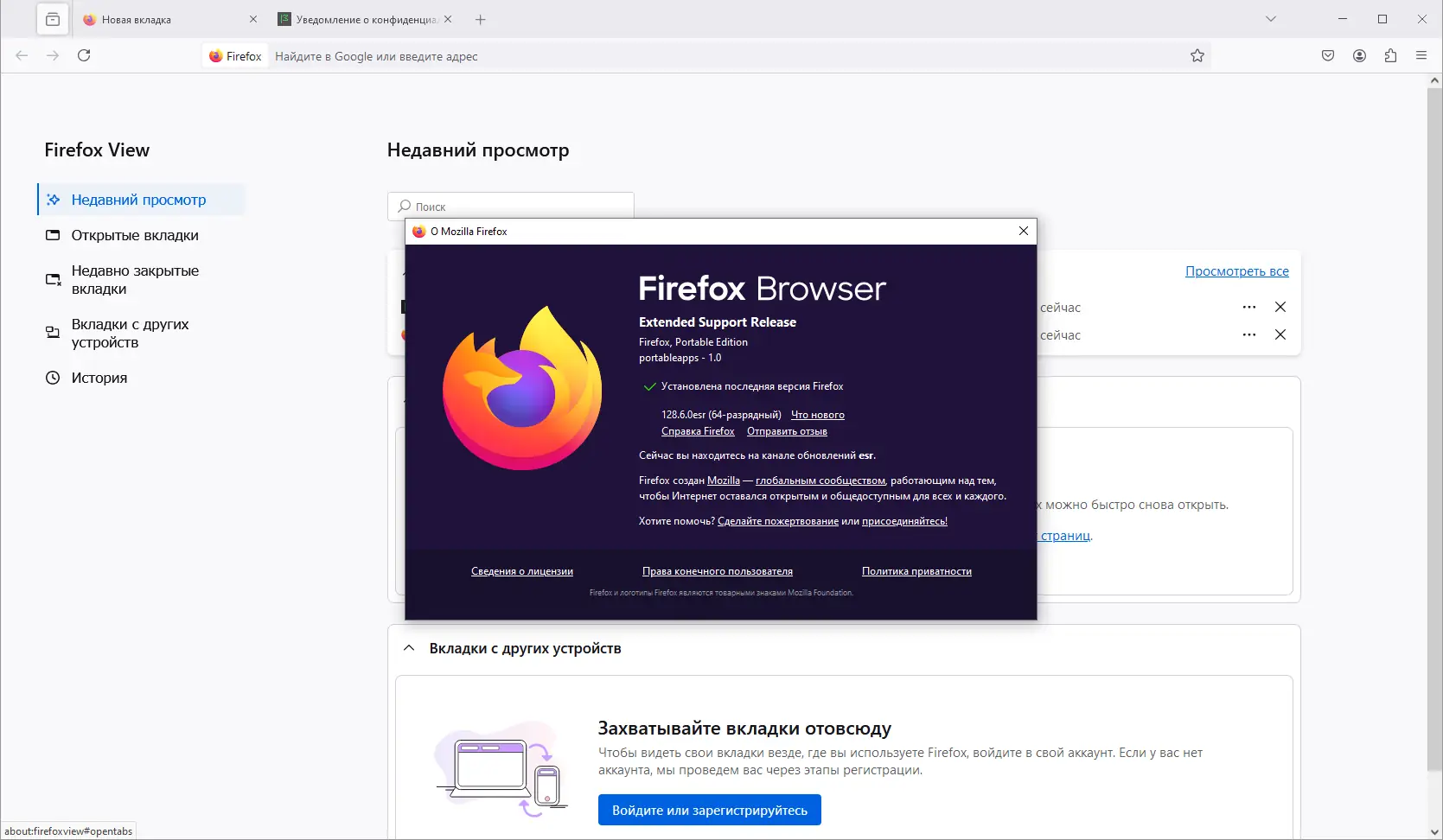 Установка Firefox Browser ESR 128.6.0 Portable by PortableApps [Ru]