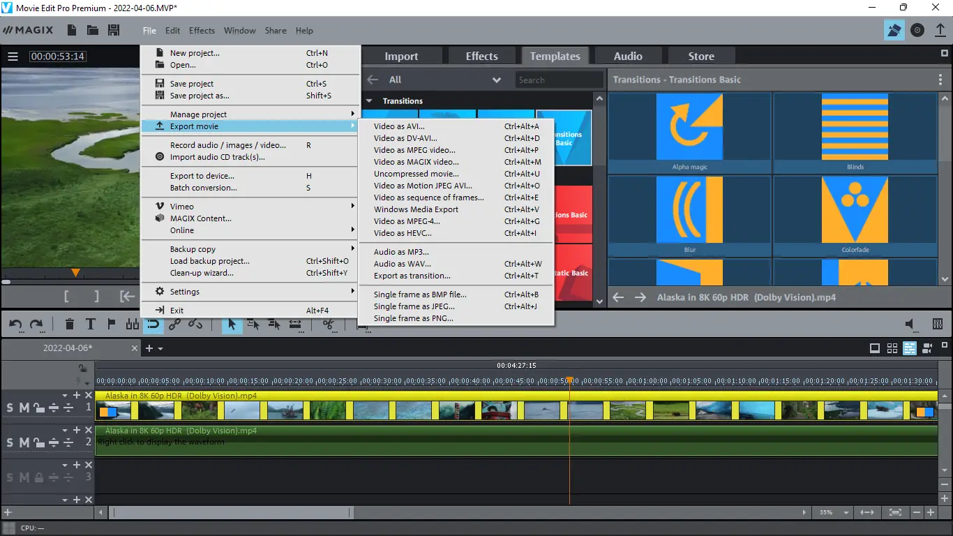 Установка MAGIX Movie Edit Pro 2022 Premium 21.0.2.138 (x64) [Multi]