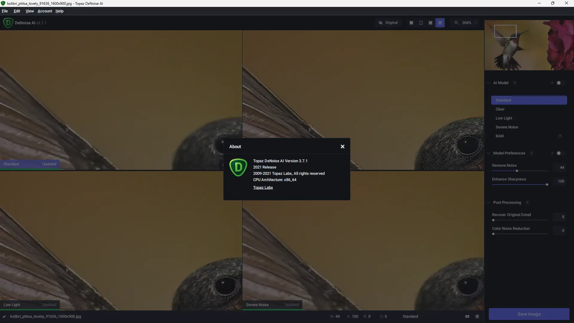 Установка Topaz DeNoise AI 3.7.1 (x64) RePack (& Portable) by elchupacabra [En]