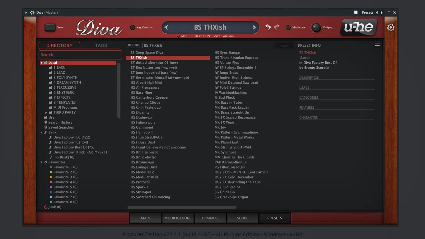 Установка u-he - Diva 1.4.8 VSTi, VSTi 3, AAX (x86 x64) [En]