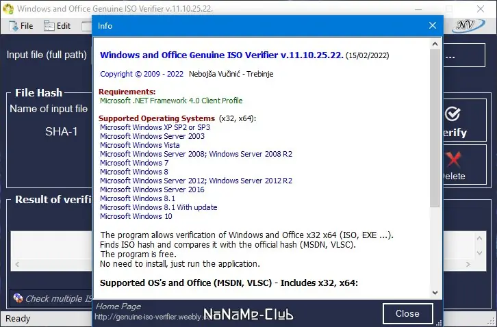 Установка Windows and Office Genuine ISO Verifier 11.10.25.22 Portable [En]