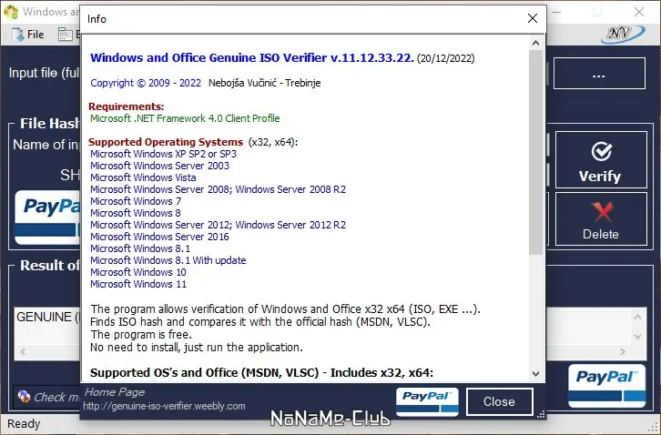 Установка Windows and Office Genuine ISO Verifier 11.12.33.22 Portable [En]