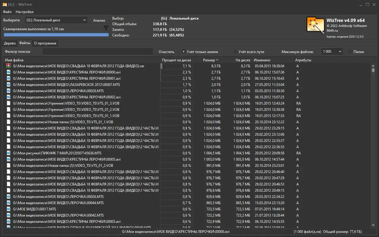 Установка WizTree 4.09 Enterprise (2022) РС RePack & portable by 9649