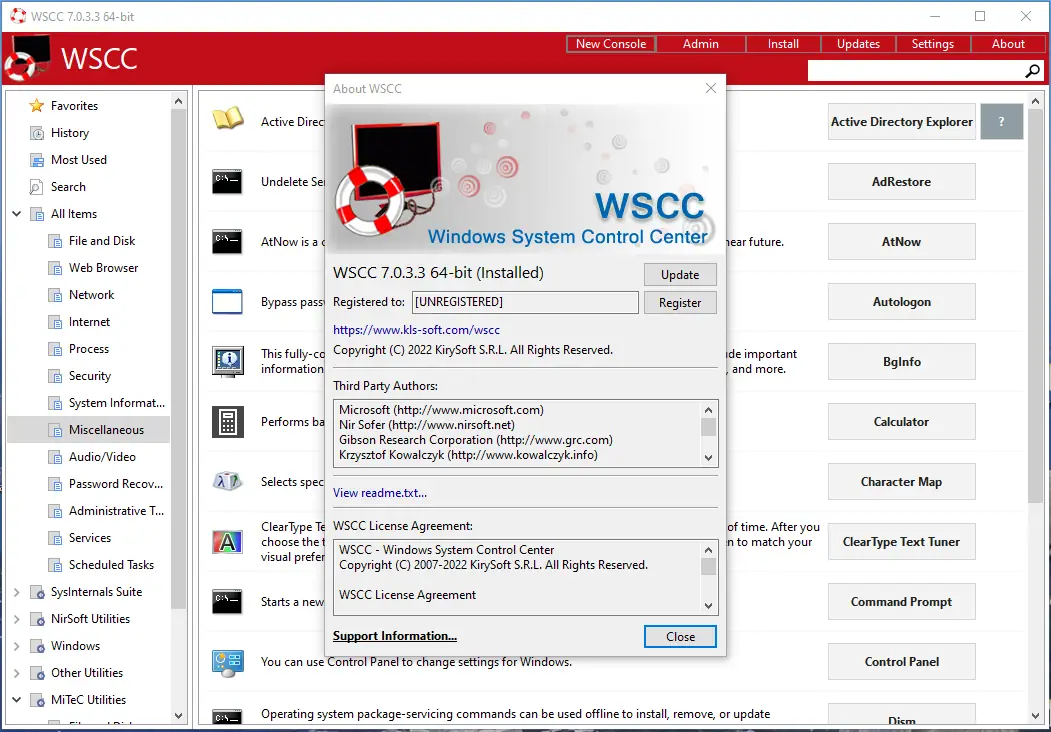 Установка WSCC (Windows System Control Center) 7.0.3.3 + Portable [En]